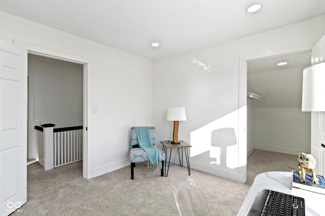 sitting room with light carpet