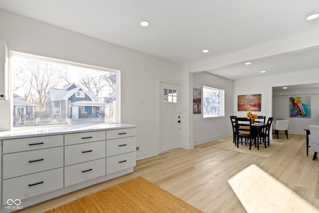 interior space featuring light wood-type flooring and plenty of natural light