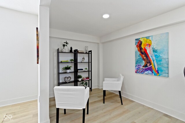 office area with hardwood / wood-style floors