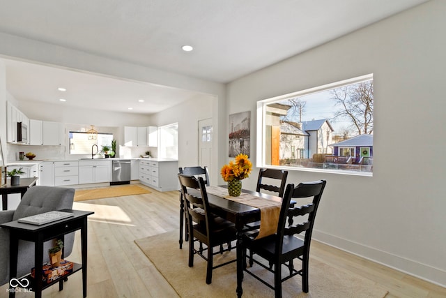 2936 N New Jersey St, Indianapolis, IN 46205 - dining area with light wood-style flooring, recessed lighting, and baseboards