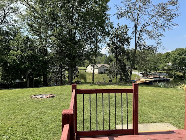 view of yard with a water view