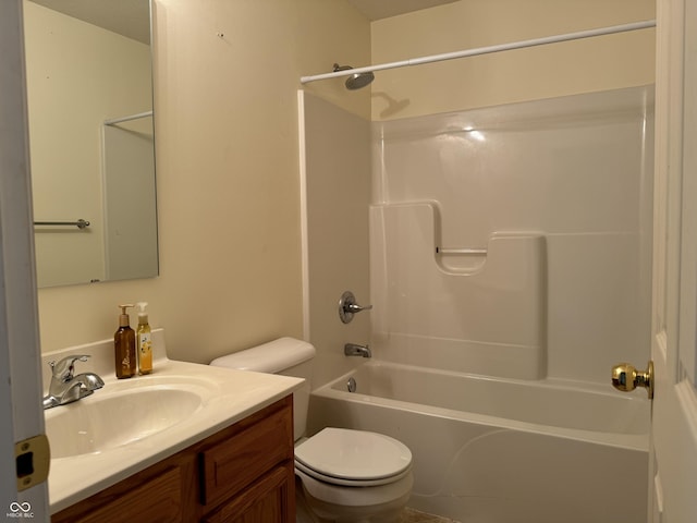 full bathroom featuring vanity, shower / bathing tub combination, and toilet