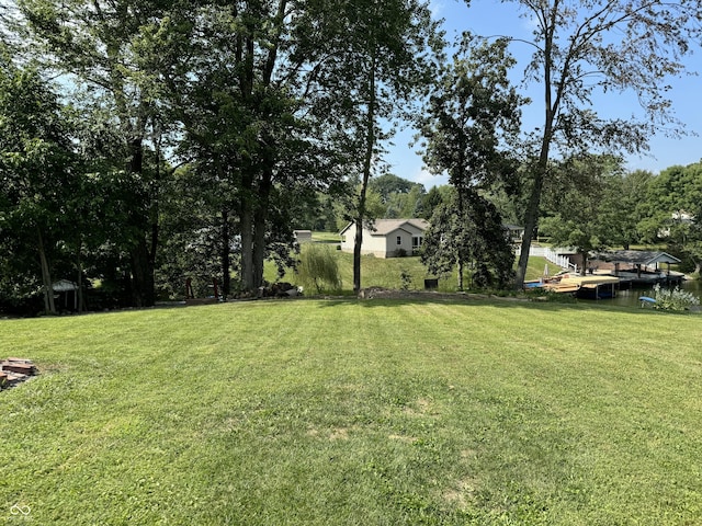 view of yard with a water view