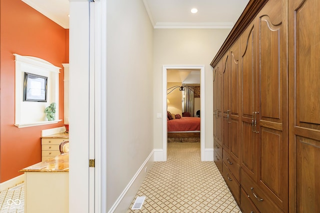 8358 Hidden Point Dr, Indianapolis, IN 46256 - corridor with ornamental molding and baseboards