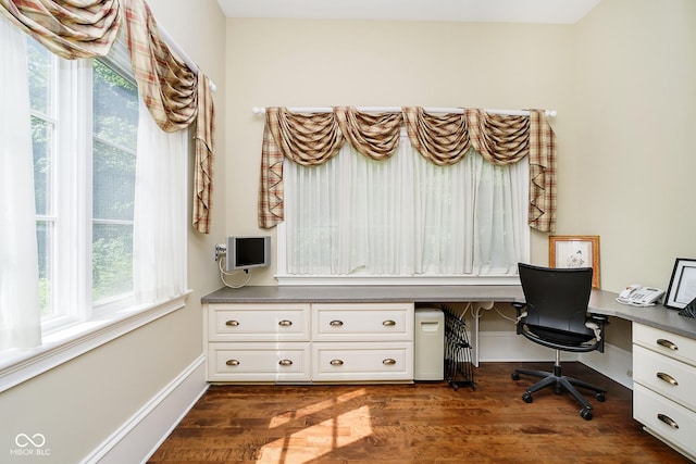 8358 Hidden Point Dr, Indianapolis, IN 46256 - office space featuring plenty of natural light, dark wood-type flooring, and built in study area