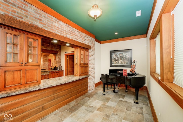 8358 Hidden Point Dr, Indianapolis, IN 46256 - office space featuring brick wall and stone finish flooring