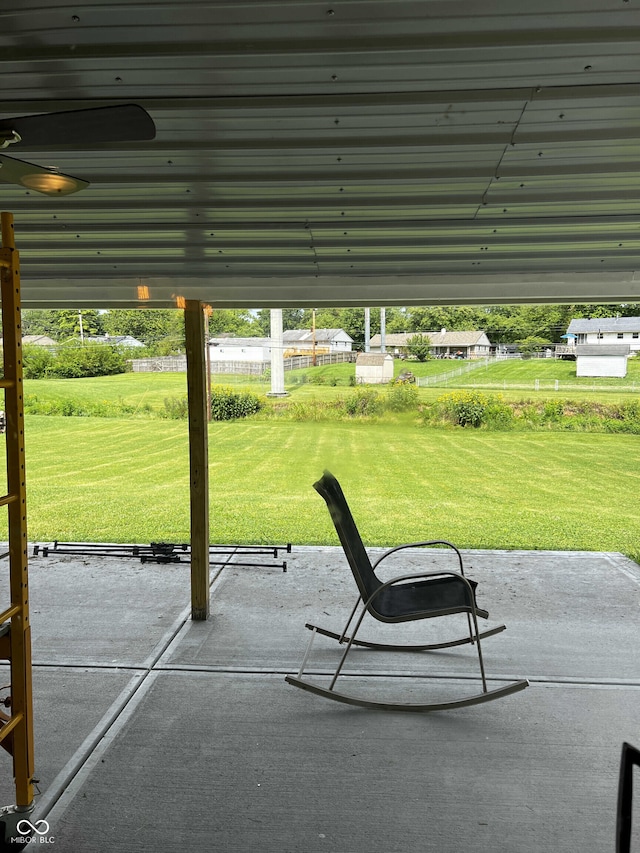 view of patio with ceiling fan