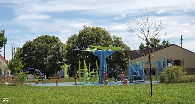 view of play area with a lawn