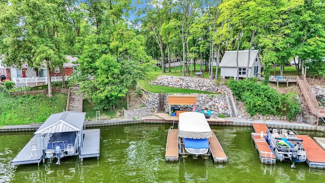 view of dock featuring a water view