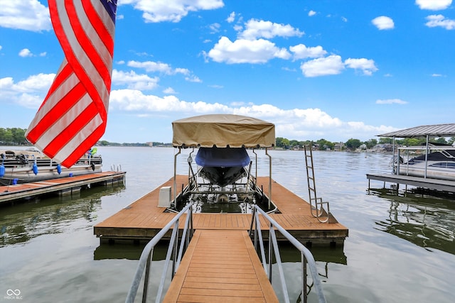 view of dock featuring a water view