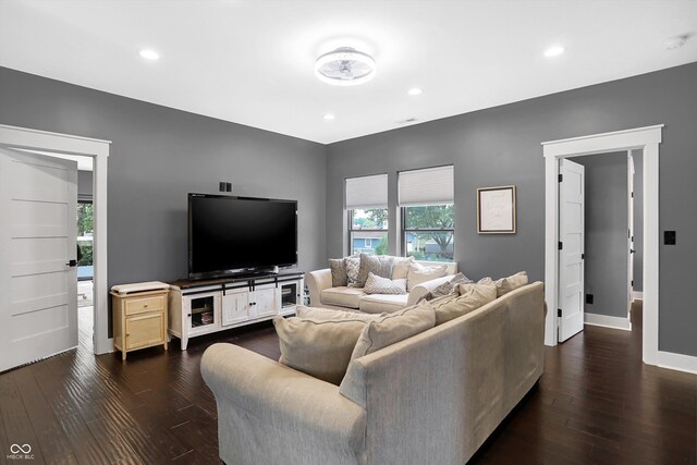 living room featuring dark hardwood / wood-style floors