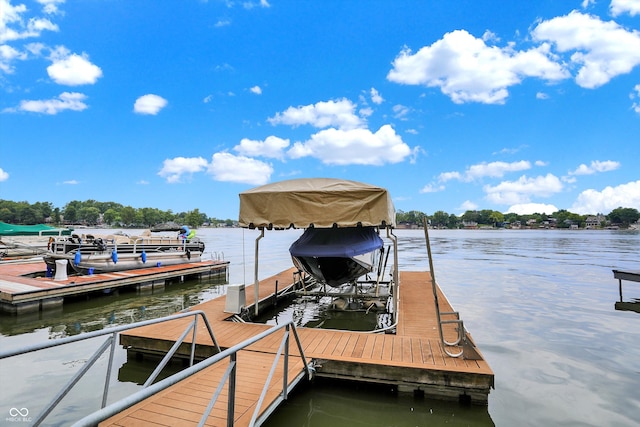 view of dock featuring a water view