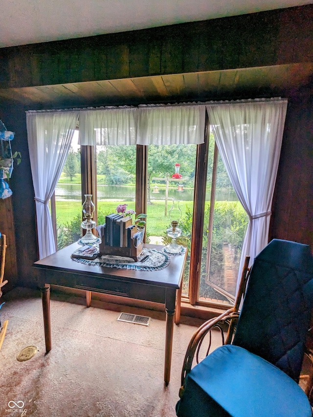 view of carpeted dining room