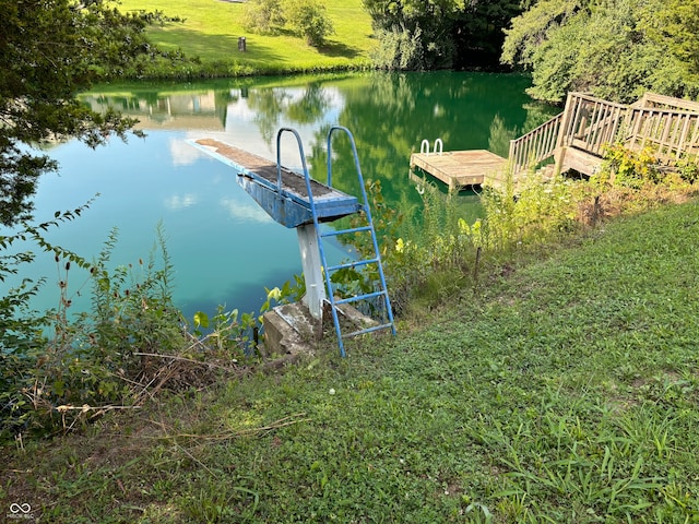 view of dock featuring a water view