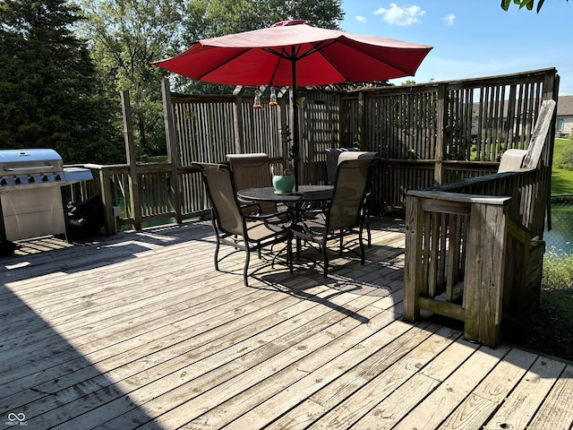 deck with area for grilling