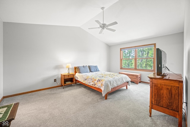 1936 Broadmoor Ln, Columbus, IN 47203 - bedroom with carpet floors, lofted ceiling, a ceiling fan, and baseboards