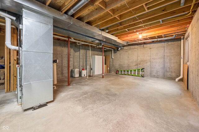 basement featuring heating unit