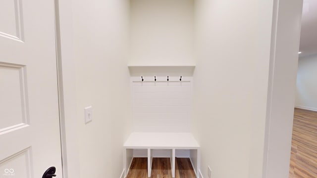 mudroom with wood-type flooring