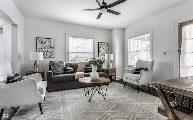 1210 Finley Ave, Indianapolis, IN 46203 - living room featuring ceiling fan and light wood finished floors