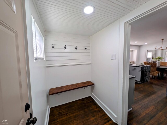 1210 Finley Ave, Indianapolis, IN 46203 - mudroom featuring dark wood-type flooring, recessed lighting, and baseboards