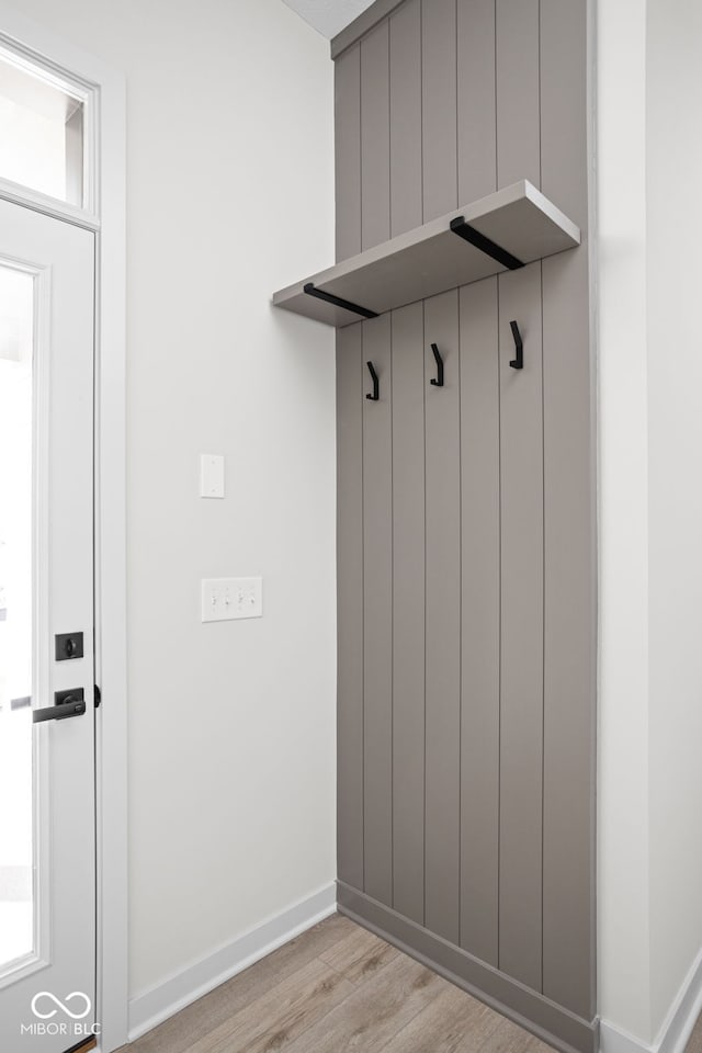 mudroom featuring light hardwood / wood-style flooring