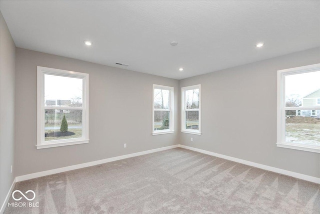 carpeted empty room featuring plenty of natural light