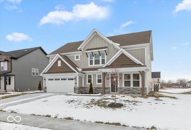 craftsman house with a garage