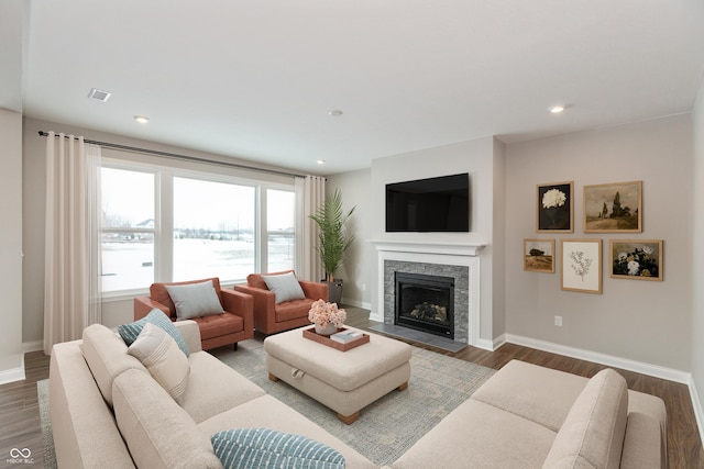 living room featuring hardwood / wood-style flooring