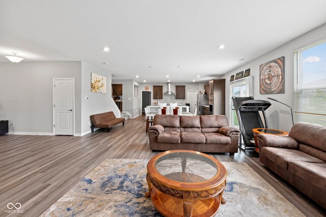 living room featuring light hardwood / wood-style floors