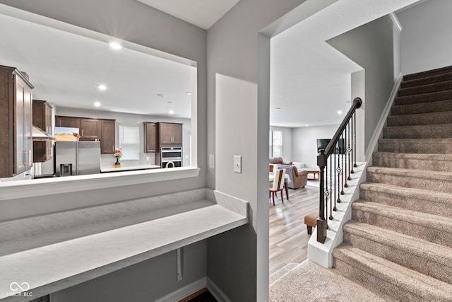 interior space with light hardwood / wood-style flooring