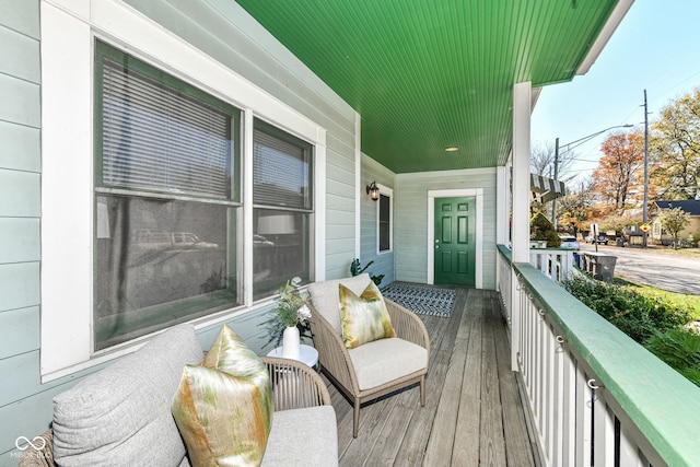 balcony featuring a porch