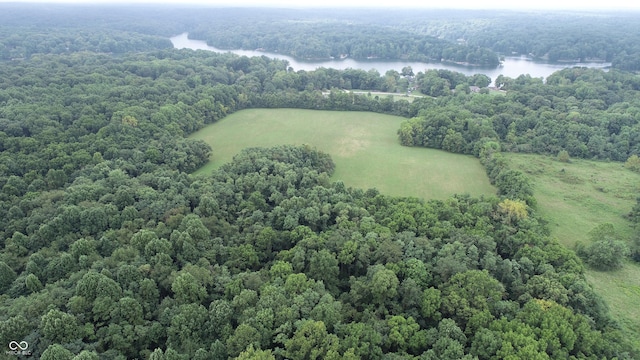 4463 W 700 S, Trafalgar, IN 46181 - birds eye view of property with a wooded view and a water view