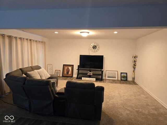 living room featuring carpet floors