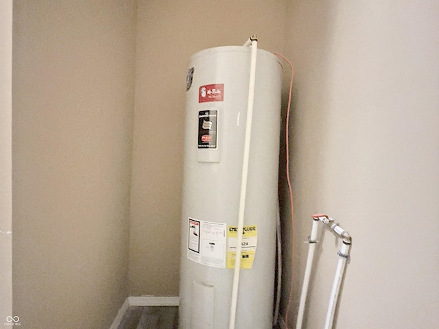 utility room featuring water heater