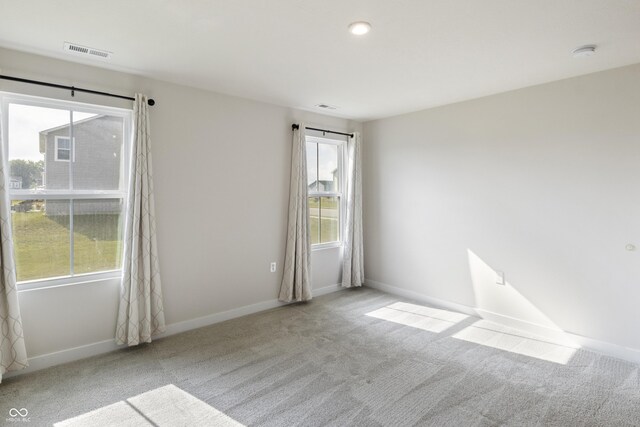 unfurnished room featuring a healthy amount of sunlight and light carpet