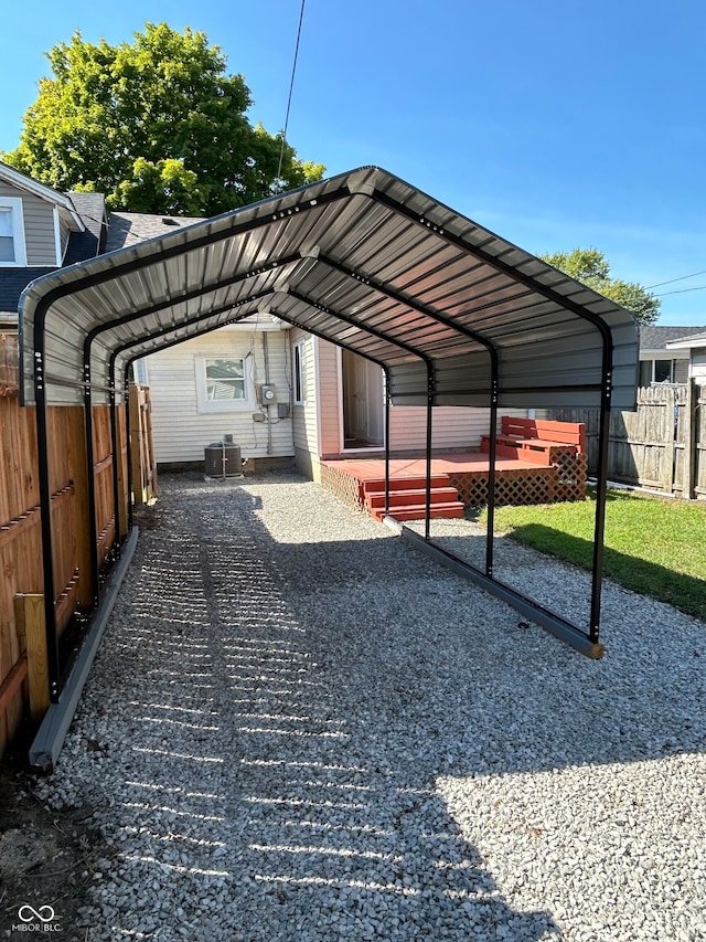 view of parking with a carport