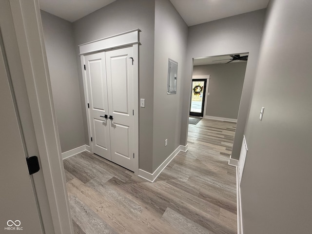 hall featuring light hardwood / wood-style floors