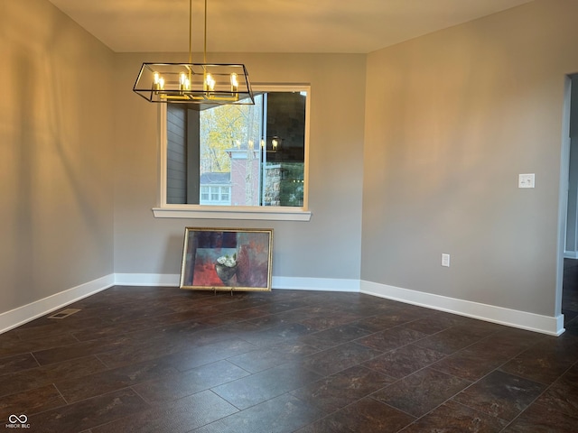 3380 N Pine Song Dr, Martinsville, IN 46151 - unfurnished dining area featuring baseboards and a chandelier