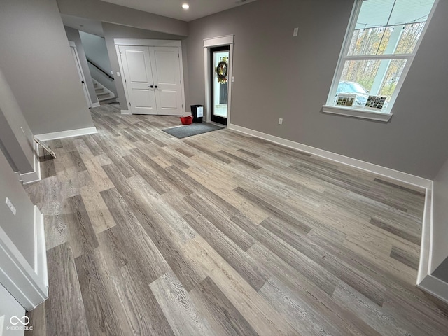 3380 N Pine Song Dr, Martinsville, IN 46151 - entrance foyer with stairway, light wood finished floors, baseboards, and recessed lighting
