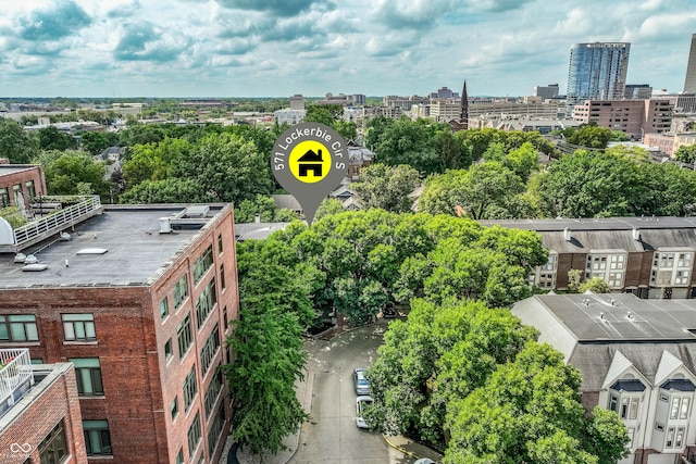 bird's eye view featuring a view of city