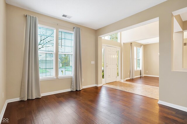 foyer entrance featuring dark hardwood / wood-style floors and plenty of natural light