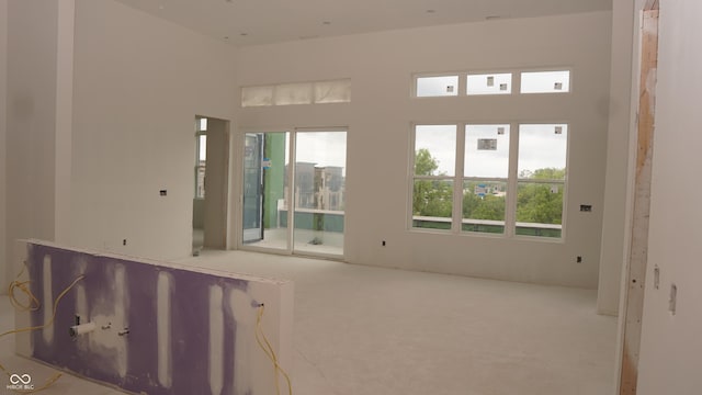 unfurnished room featuring a high ceiling