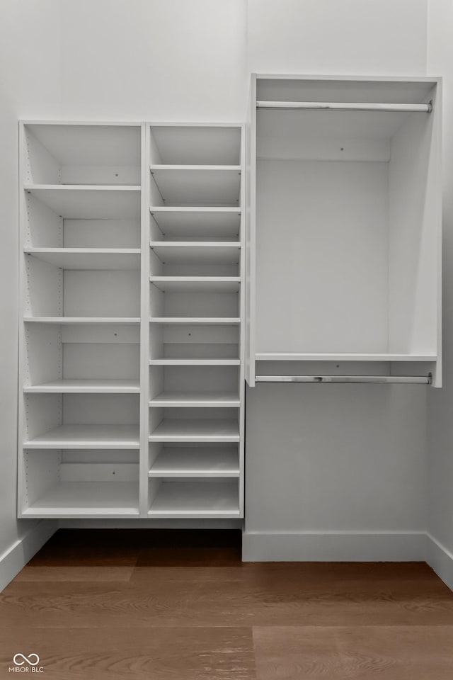 spacious closet with wood finished floors