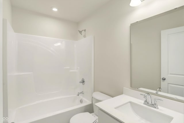 full bathroom featuring vanity, toilet, and shower / bathing tub combination