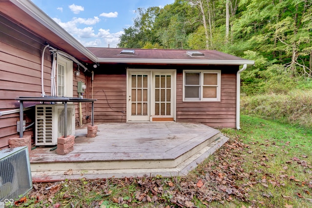 wooden deck with ac unit