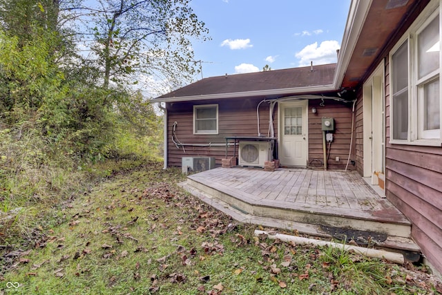 wooden deck with ac unit