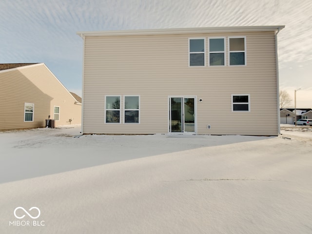 view of snow covered property