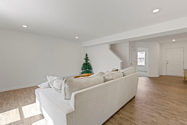 living room featuring light hardwood / wood-style flooring