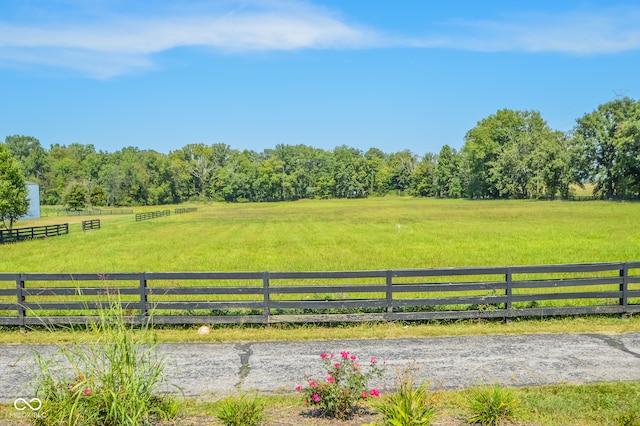 exterior space featuring a rural view