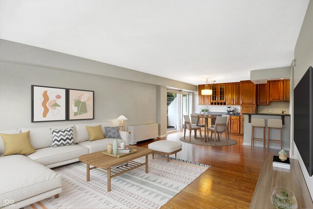 living room featuring light wood-type flooring